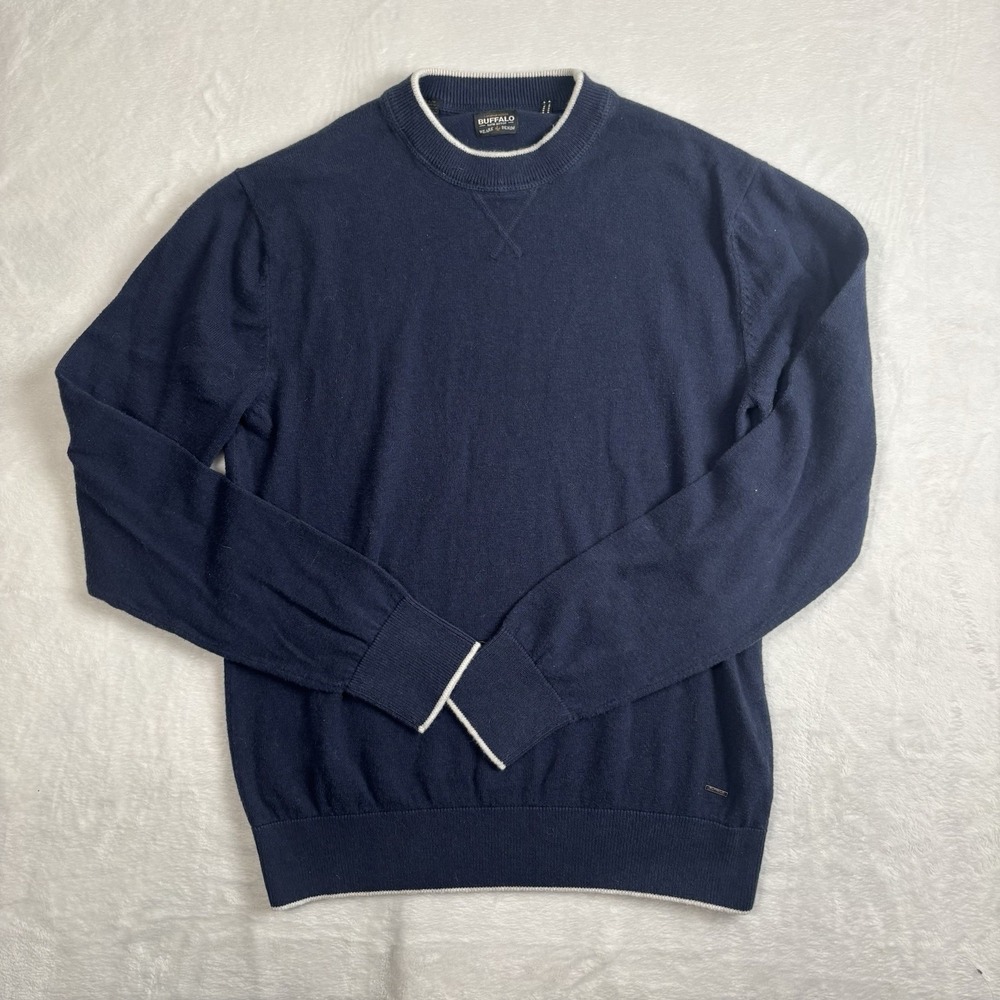Buffalo‎ David Bitton Cotton Wool Blend Blue Long Sleeve Sweater Men's Large
